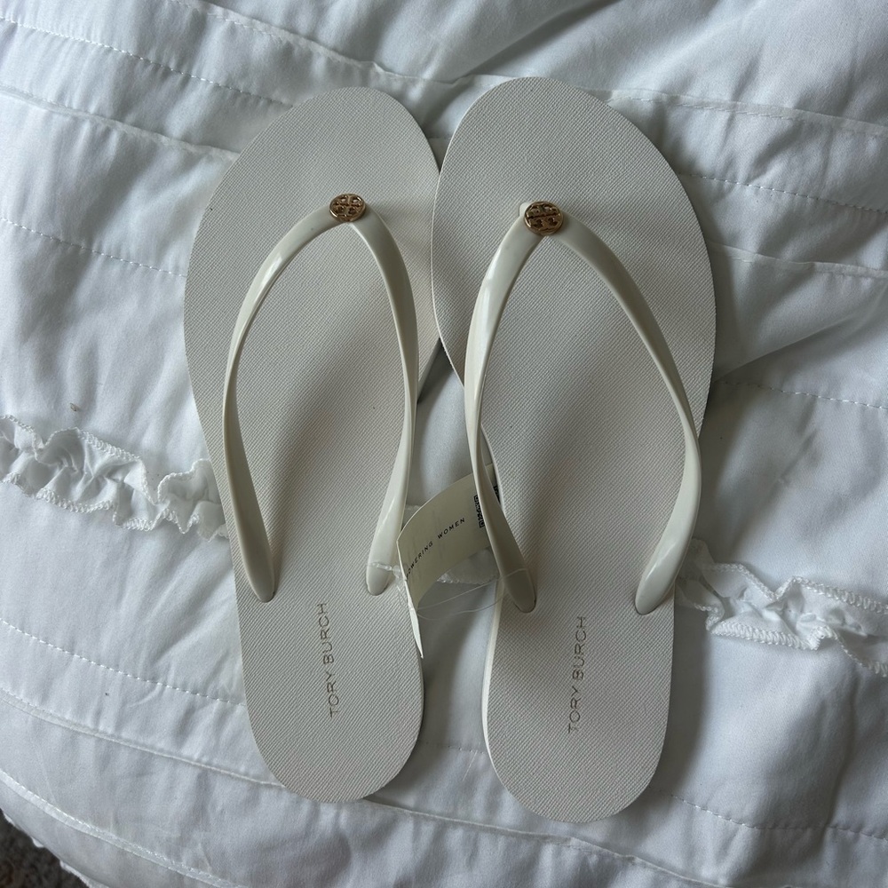 white tory burch flip flops- SOLD